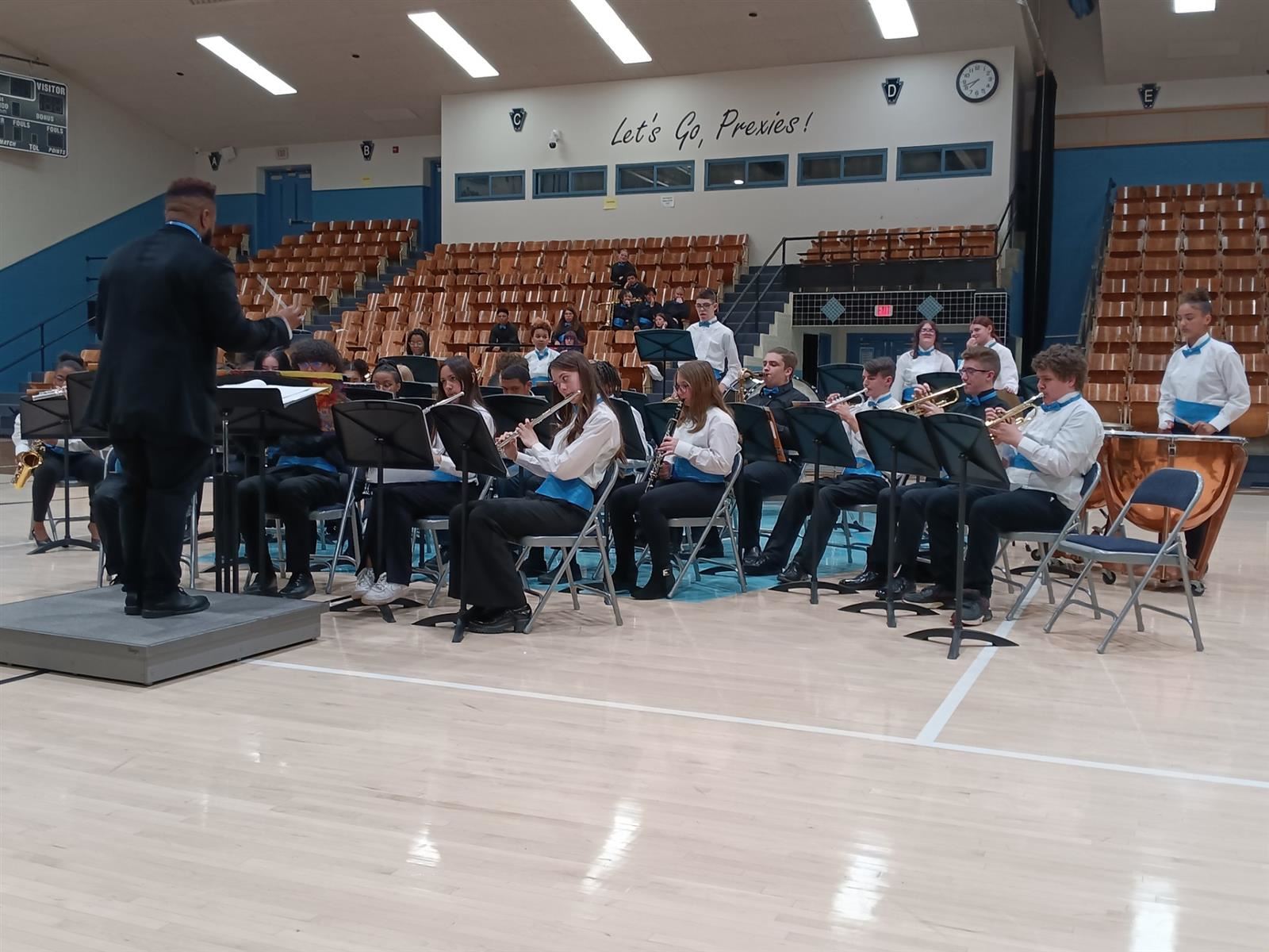  Band students performing under direction of Mr Cherry